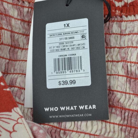 Who What Wear Batik Floral Aurora Red Dress Boho Plus Sz 1X - Picture 9 of 16